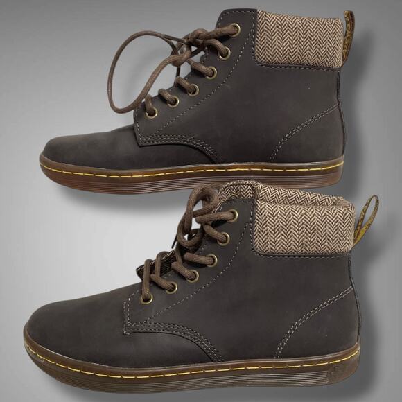 Women's Size 6  DR. MARTEN"S Maelly Brown Leather Herringbone Collar Boots EUC - Picture 8 of 9